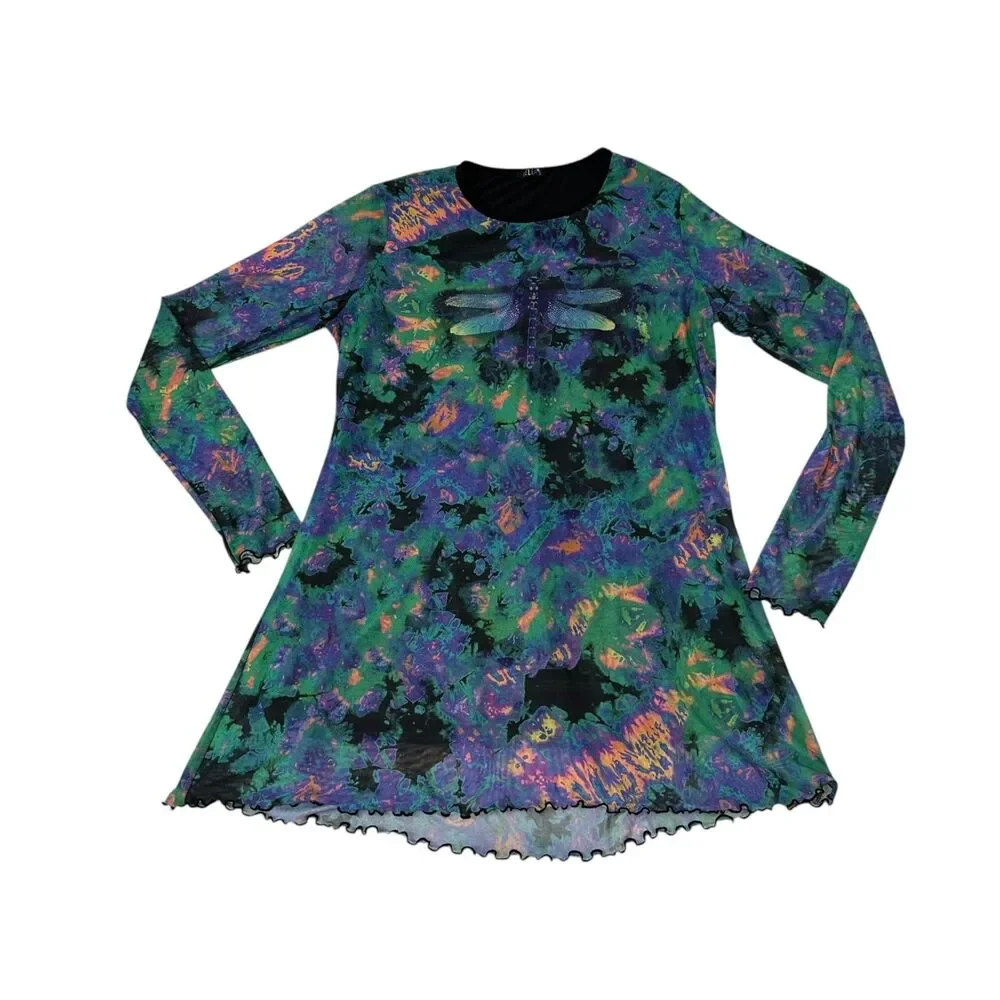 dELiA*s Dolls Kill Dragonfly Mesh Mini Dress Size L/XL